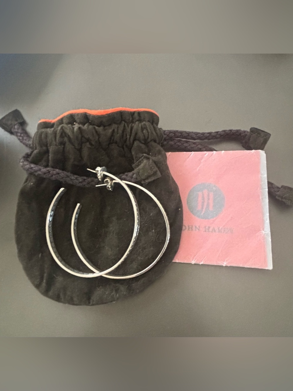 John Hardy Dot Sterling Silver Large Hoop Earrings 925 2”